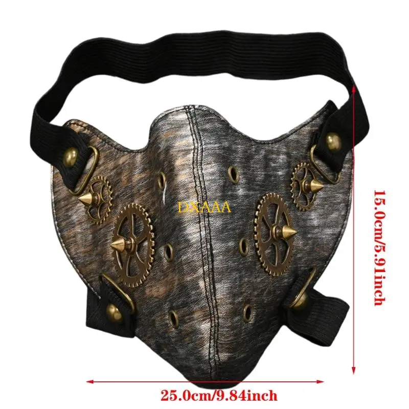 DXAA Steampunk 스타일 남자 마스크 PU 가죽 할로윈 마스크 고딕 파티 액세서리 유니버설 맞는 의상 사진 소품