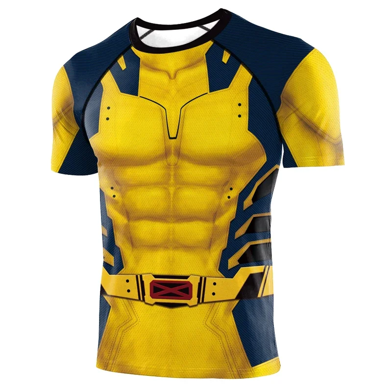 [You're My Secret] Superhero Wolverine Deadpool Short Sleeve Workout Compression Shirts Halloween Zenti James Howlett Party#1#W.