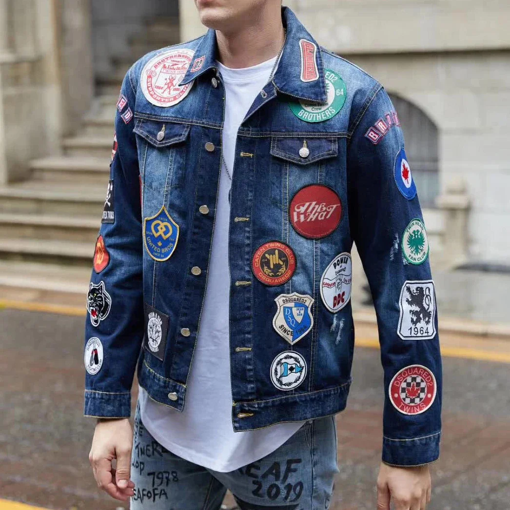 Outwear Slim Fit Male Masculina 2020 New Autumn Fashion Print Denim Jacket Men Coat Jaqueta Motoqueiro