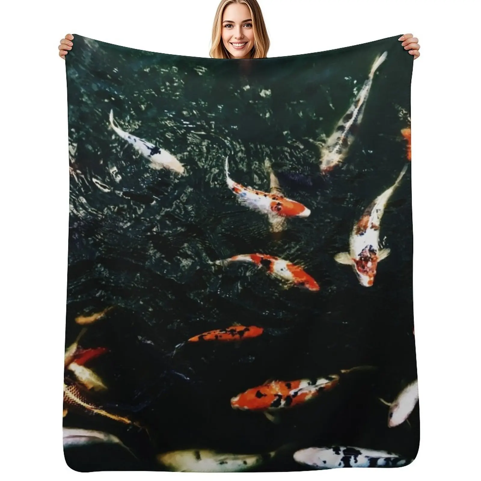 

KOI Throw Blanket Stylish Decor Blanket Gift for Friends Roommate