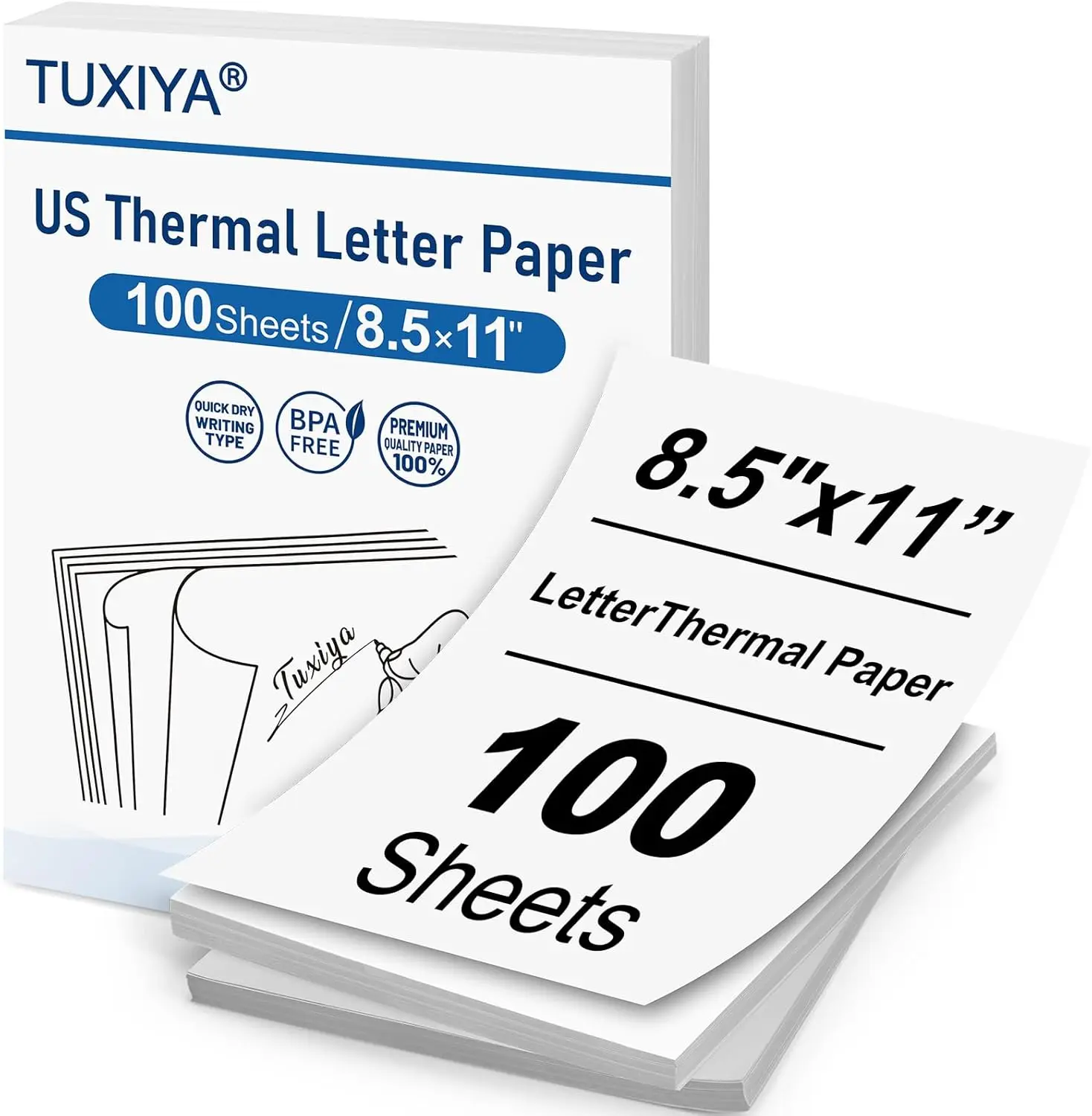 

100 листов термобумаги для принтера, формат US Letter 8,5x11 дюймов, без BPA, для большинства портативных принтеров