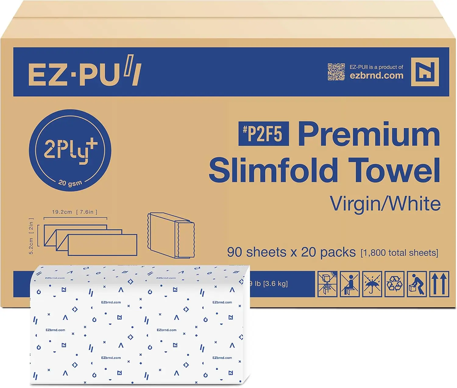 

Premium Soft 2-Ply Slimfold Paper Towels, 90 Sheets x 20 Packs, High Absorbency for Home Use