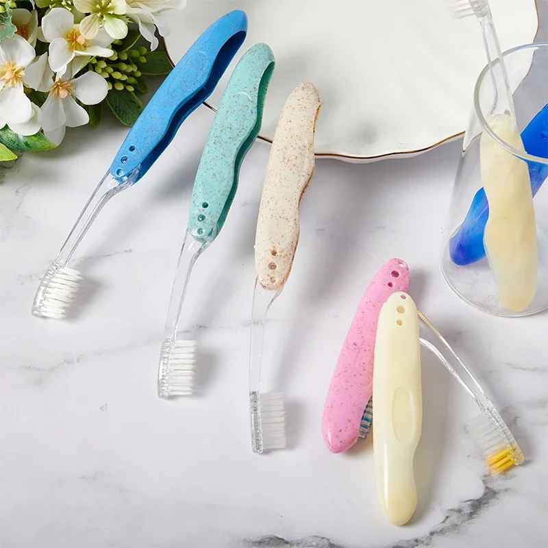 

1pc Disposable Foldable Toothbrush Portable Adult Soft Bristle Plastic Folding Toothbrush Travel Business Hotel Room Toothbrush