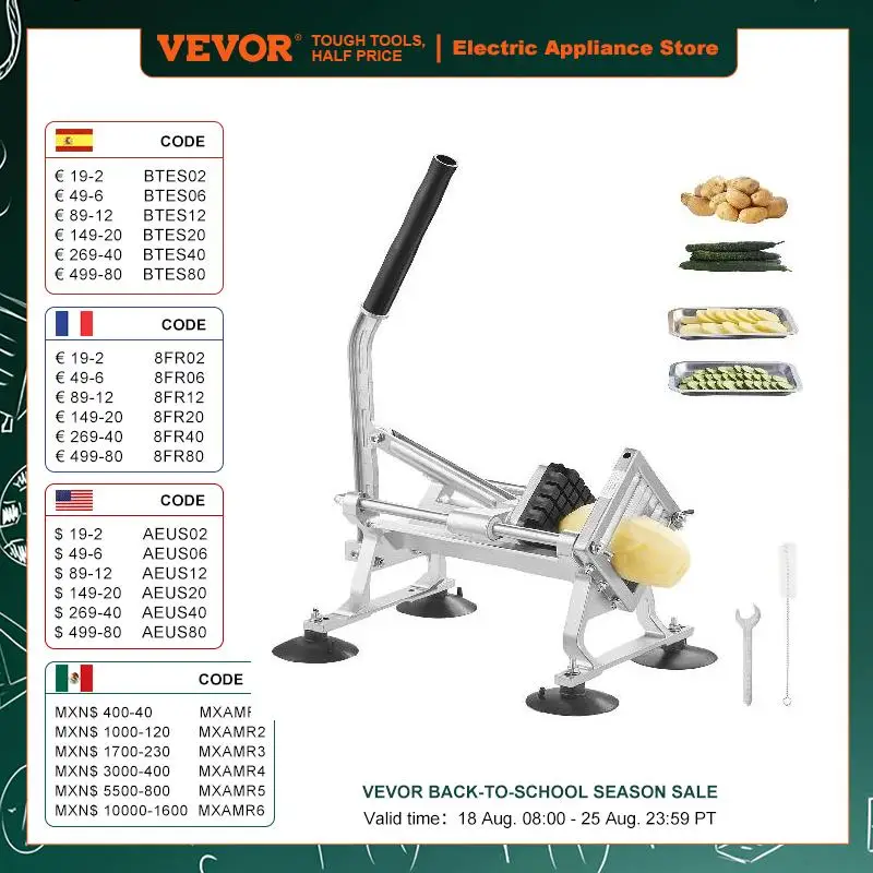 Резак для фруктов VEVOR коммерческий слайсер для овощей из нержавеющей стали и алюминиевого сплава, ручная ломтерезка для резьбы, лука, картофеля, лимона