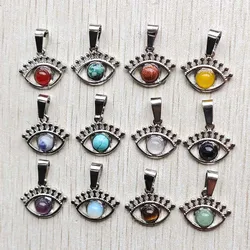 New Fashion Mixed Natural stone eye shape pendants diy jewelry Accessories making fast shipping Wholesale 12pcs/lot