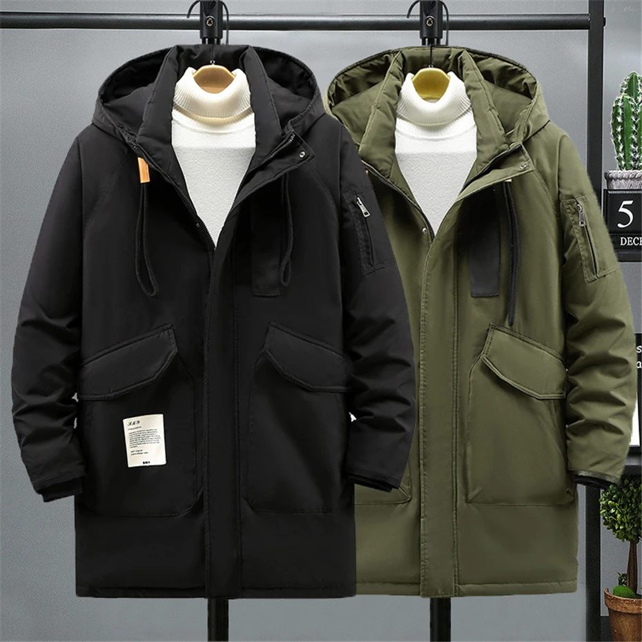 Plus Size 10XL Parkas Men Winter Thick Jacket Coat Fashion Casual Green Parka Male Black Jackets Big Size 10XL