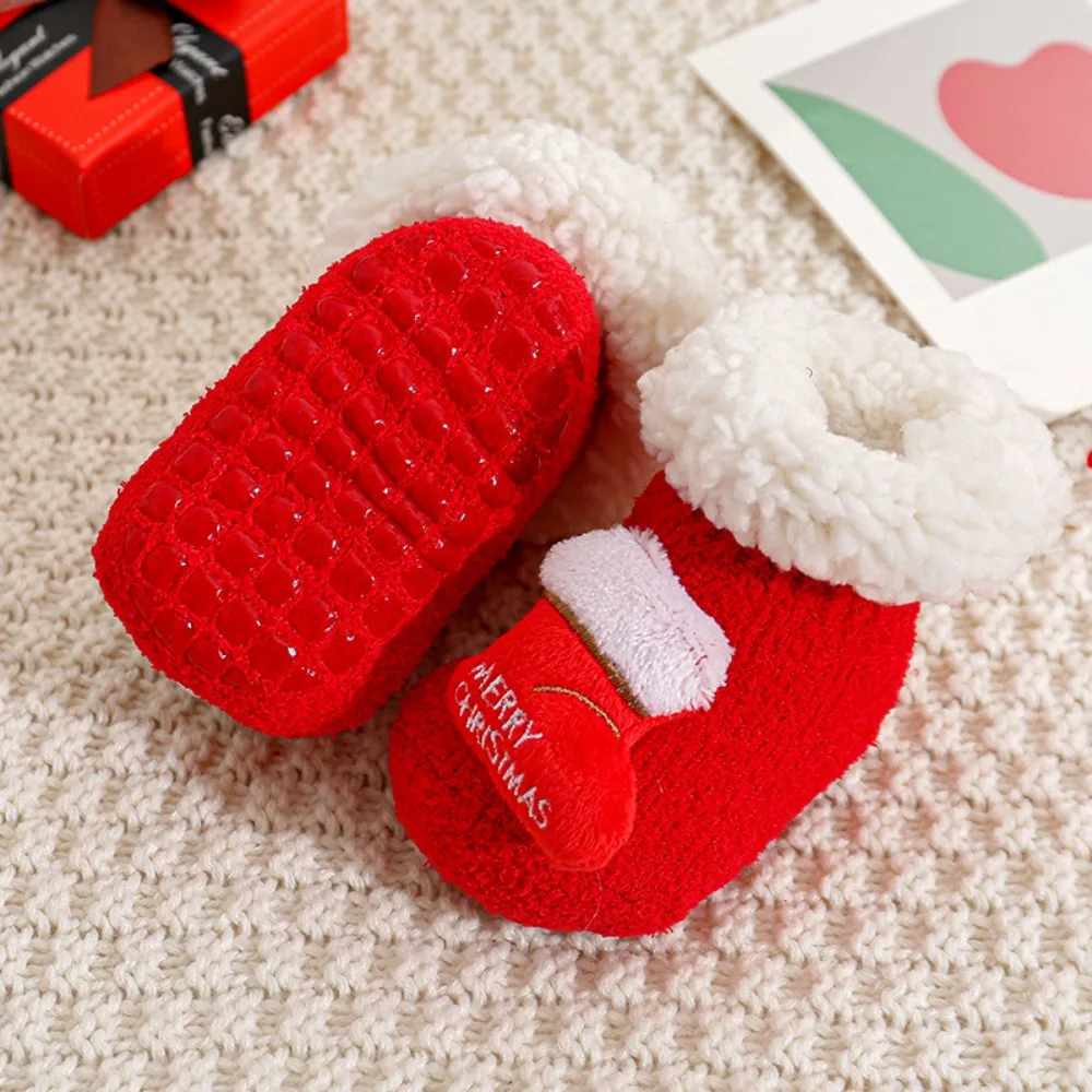 

Cute Lamb wool Christmas Baby Socks Soft Anti Slip Newborn Floor Sock Santa Claus Middle Tube New Year Toddler Socks Kids