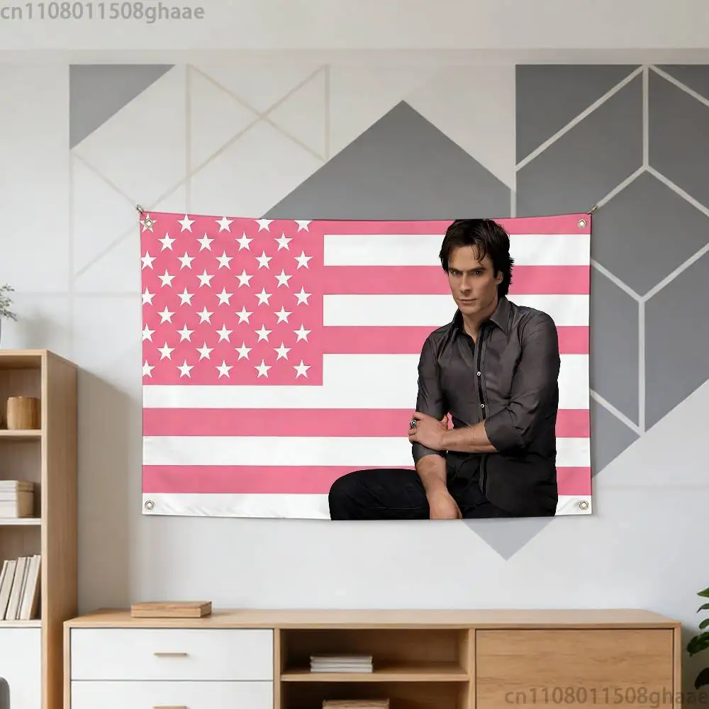 Ian Somerhalder FLAG 60x110CM 70x115CM 100x150CM Hoes Mad Funny Flag With Four Brass Grommets