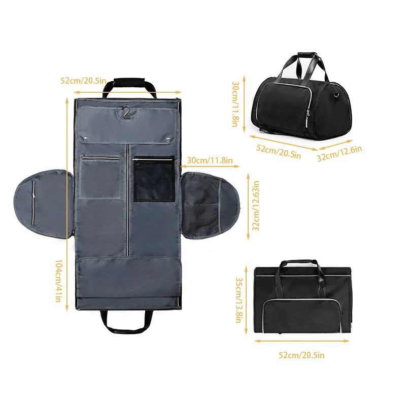 Travel Suit Bag Convertible Clothing Bag Wear-Resistant Foldable Storage Hanging garment Clothes Bag Crossbody Convertible ita
