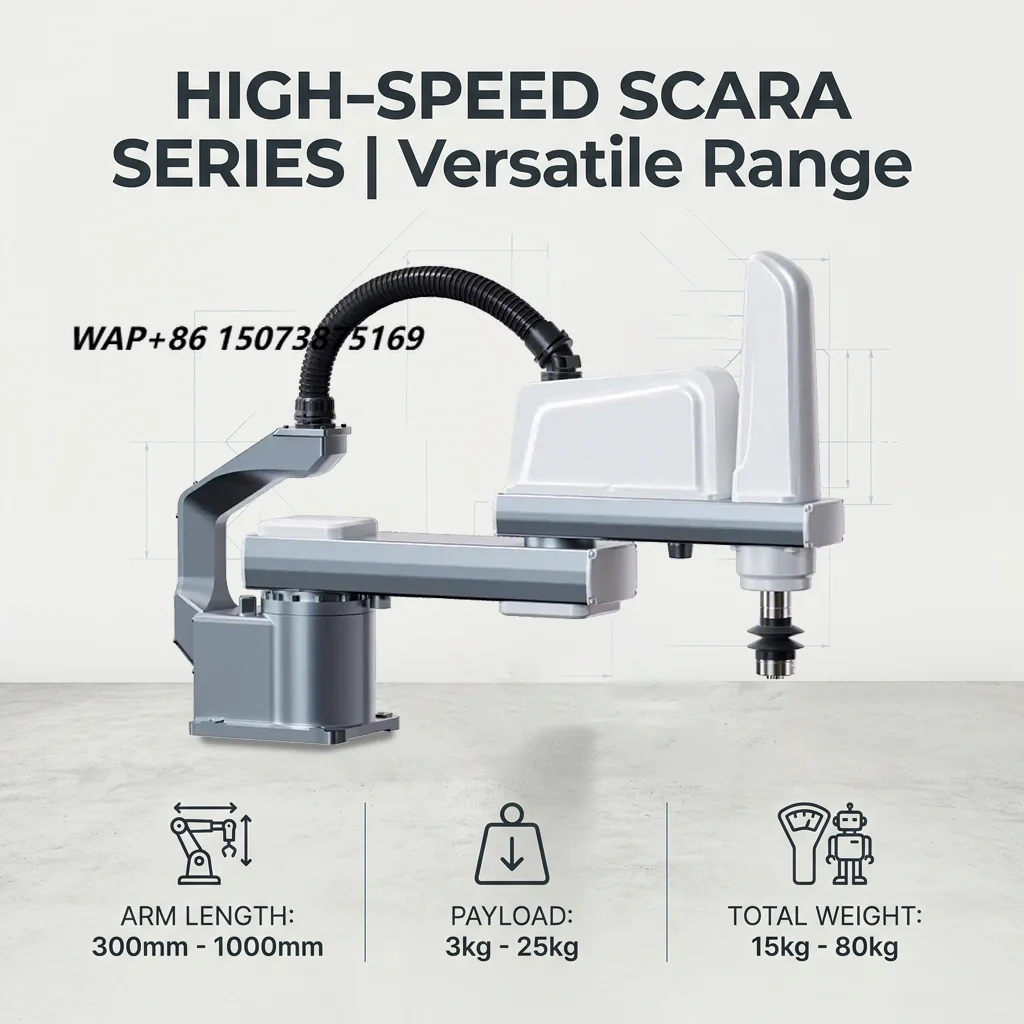 High Speed Industrial SCARA Robot 4 Axis Robot Arm for Pick and Place, Assembly, Labeling, and Dispensing