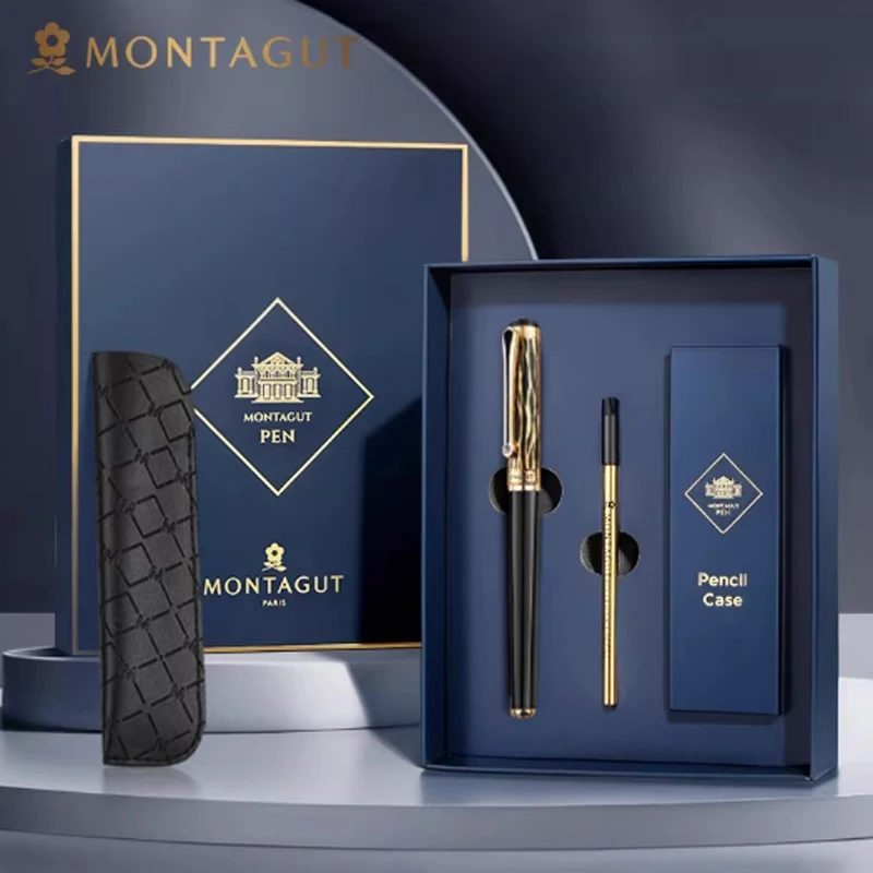 montagut-816-business-golden-black-golden-jewel-trim-rollerball-pen-iridium-05-mm-penna-da-scrittura-con-confezione-regalo