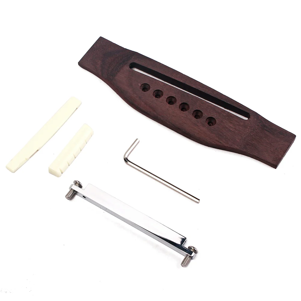 

Adjustable 6 string Rosewood Acoustic Guitar Bridge Kit Archtop Guitar Bridge Guitar Bridges Guitar Bridge Parts