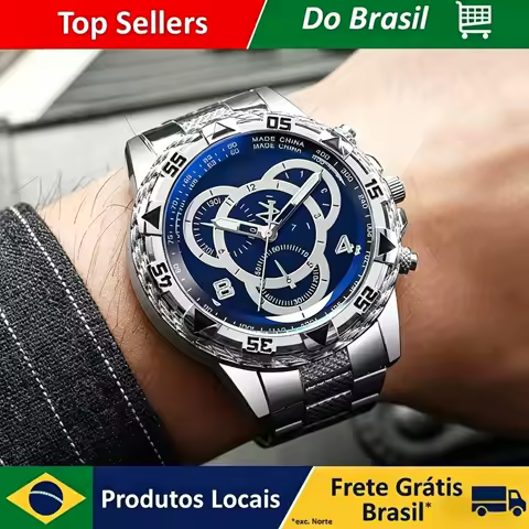 Relógio masculino brasileiro, pulseira de silicone, relógio de pulso analógico de quartzo, relógios esportivos masculinos
