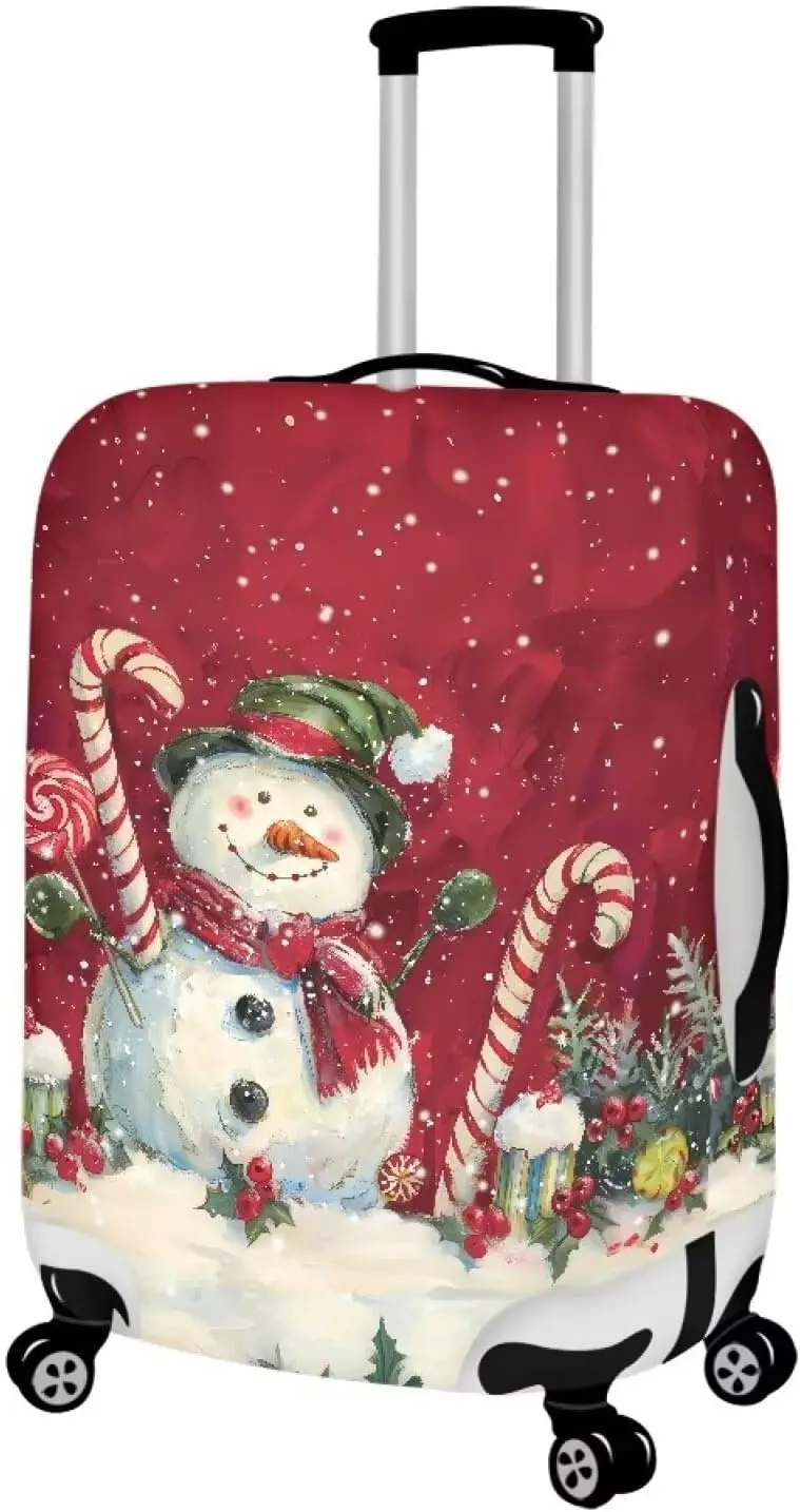 Lindo muñeco de nieve cubiertas de equipaje decoración navideña antiarañazos cubierta de maleta a prueba de polvo se adapta a equipaje de 18-32 pulgadas