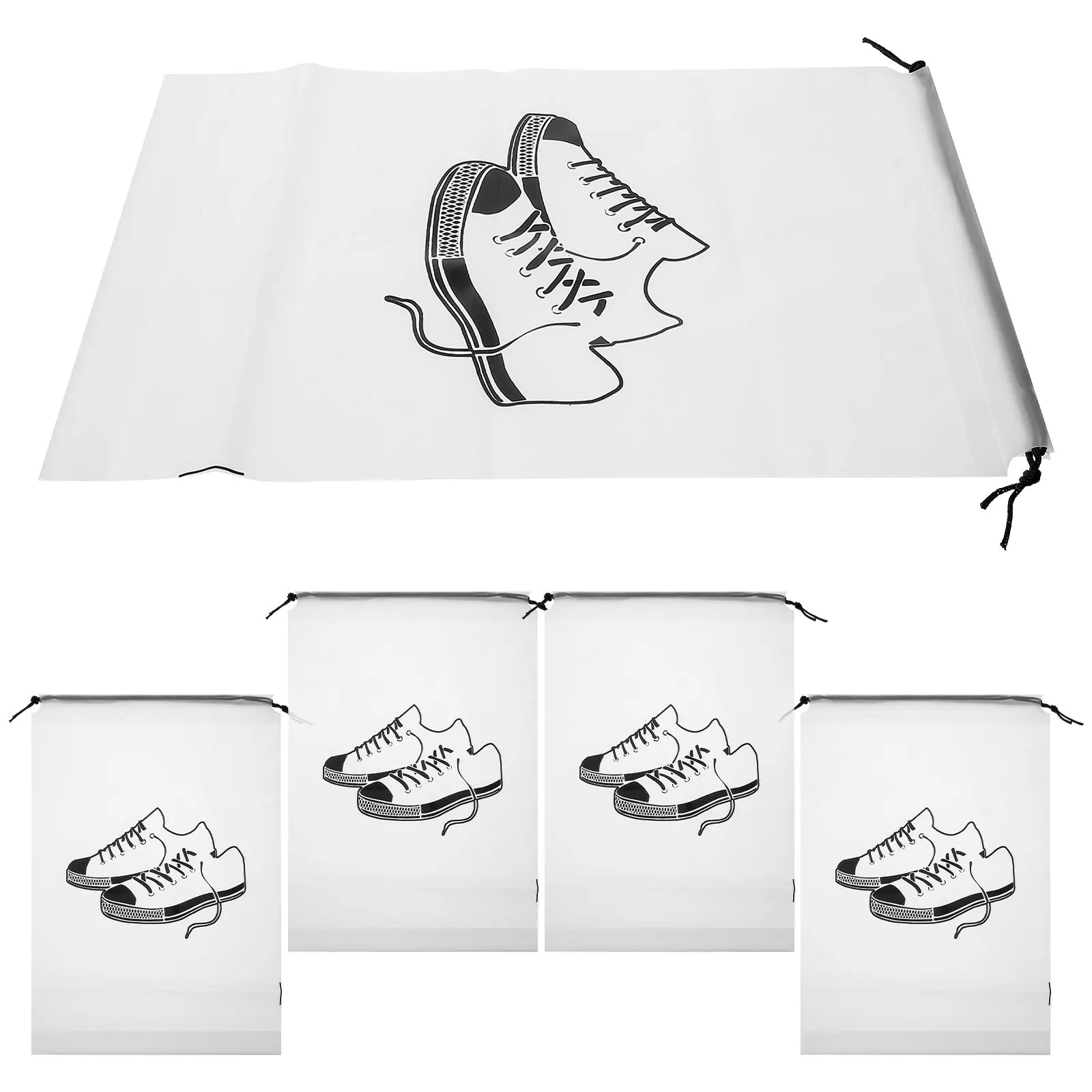 5 Pcs Packing Bags for Travel Shoe Drawstring Traveling Clear Plastic Storage Portable Travelling Organizer
