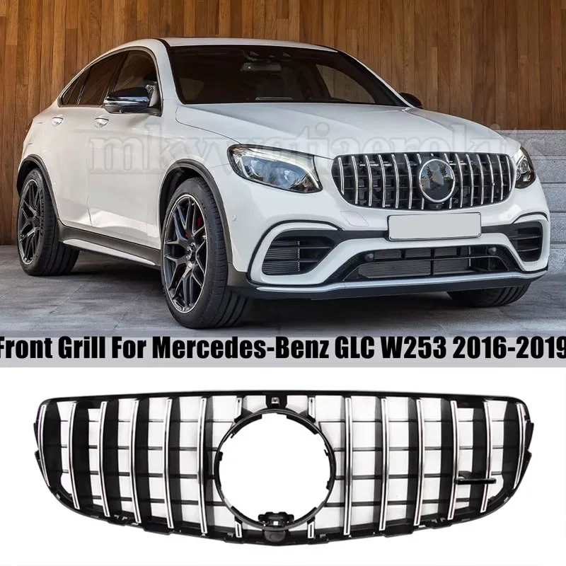Front Bumper Grille with Camera Hole for Mercedes Benz C253/X253 GLC300 2016 2017 2018 2019