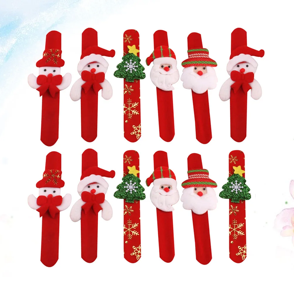 

12Pcs Slap Bracelets for Christmas Themed Snap Wristbands Cute Holiday Party Favors Dress Up Accessories for and