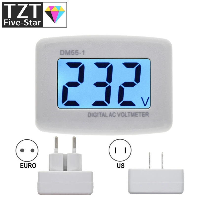 AC 110V 220V Digital Voltmeter EU US Plug Volt Meter Socket Voltage Tester LCD Display Voltage Meter Wall Flat Voltage Meter