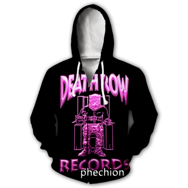 phechion Men/Women 3D Print DEATH ROW Band Casual Zipper Hoodies Fashion Men Loose Sporting Zip Up Hoodies J35