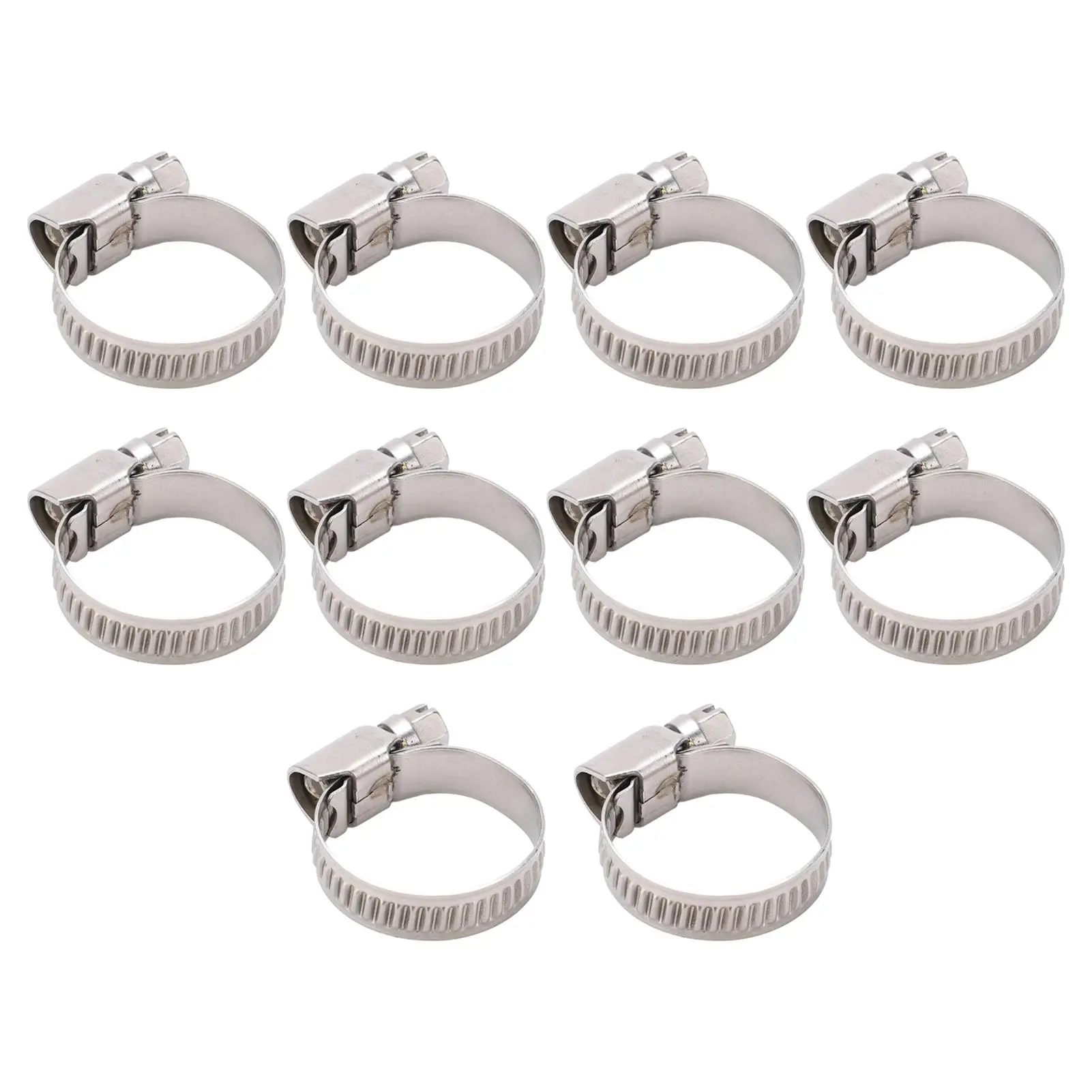 

10Pcs German Style Stainless Steel Hose Pipe Clips 14-27mm Clamps Fastener Hardware with Hole