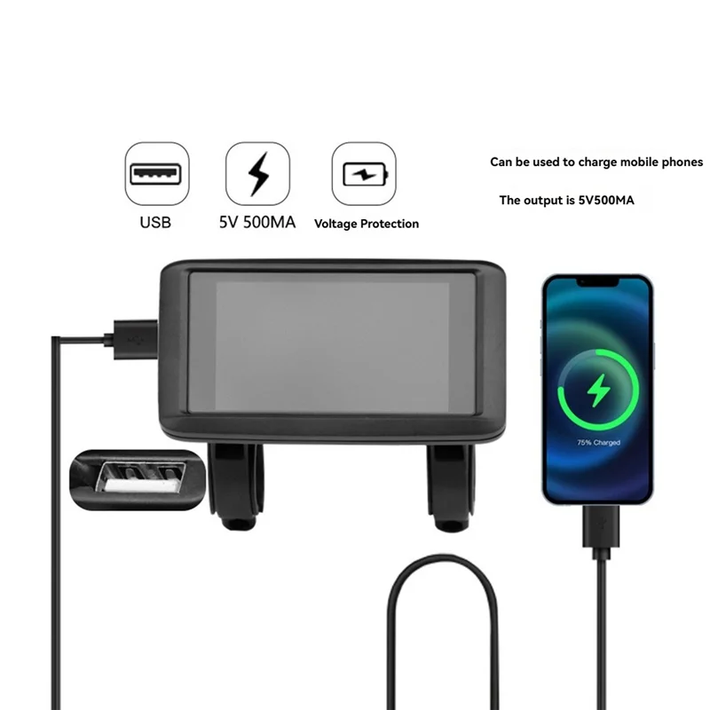 

A51Q-Electric Bike UKC1+ Color Display Ebike Screen 5Pin LCD Display With USB Waterproof Connector