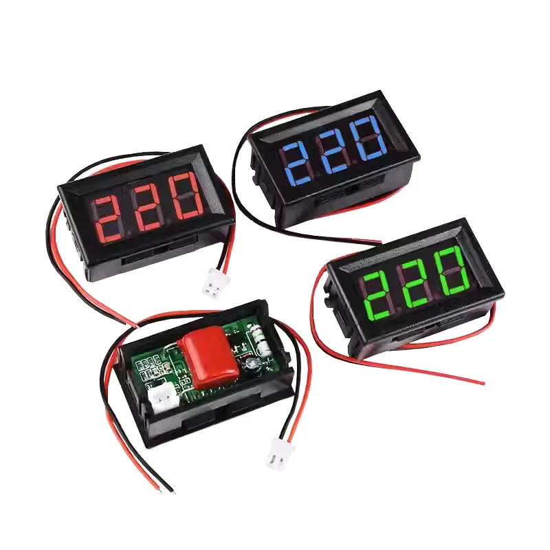 0.56-Inch LED Digital Voltmeter AC 70-500V Voltage Meter 110V 220V 380V with Red Green Blue Display Two-Wire Voltage Measurement