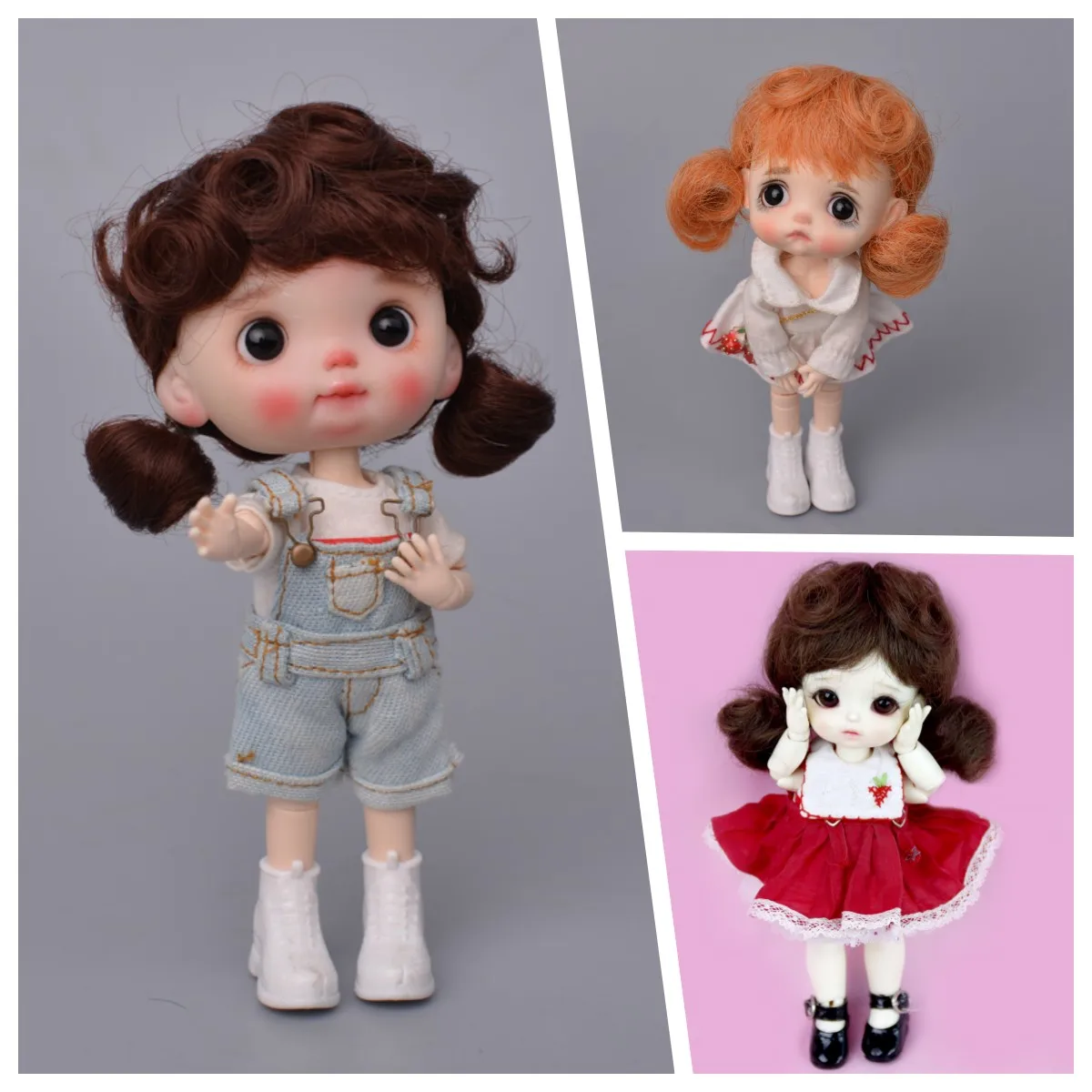 Aidolla 1/8 BJD Doll Wig Short Bangs Curly Hair Natural Color Soft Fiber Doll Accessories For DIY BJD SD Doll Girls Gift