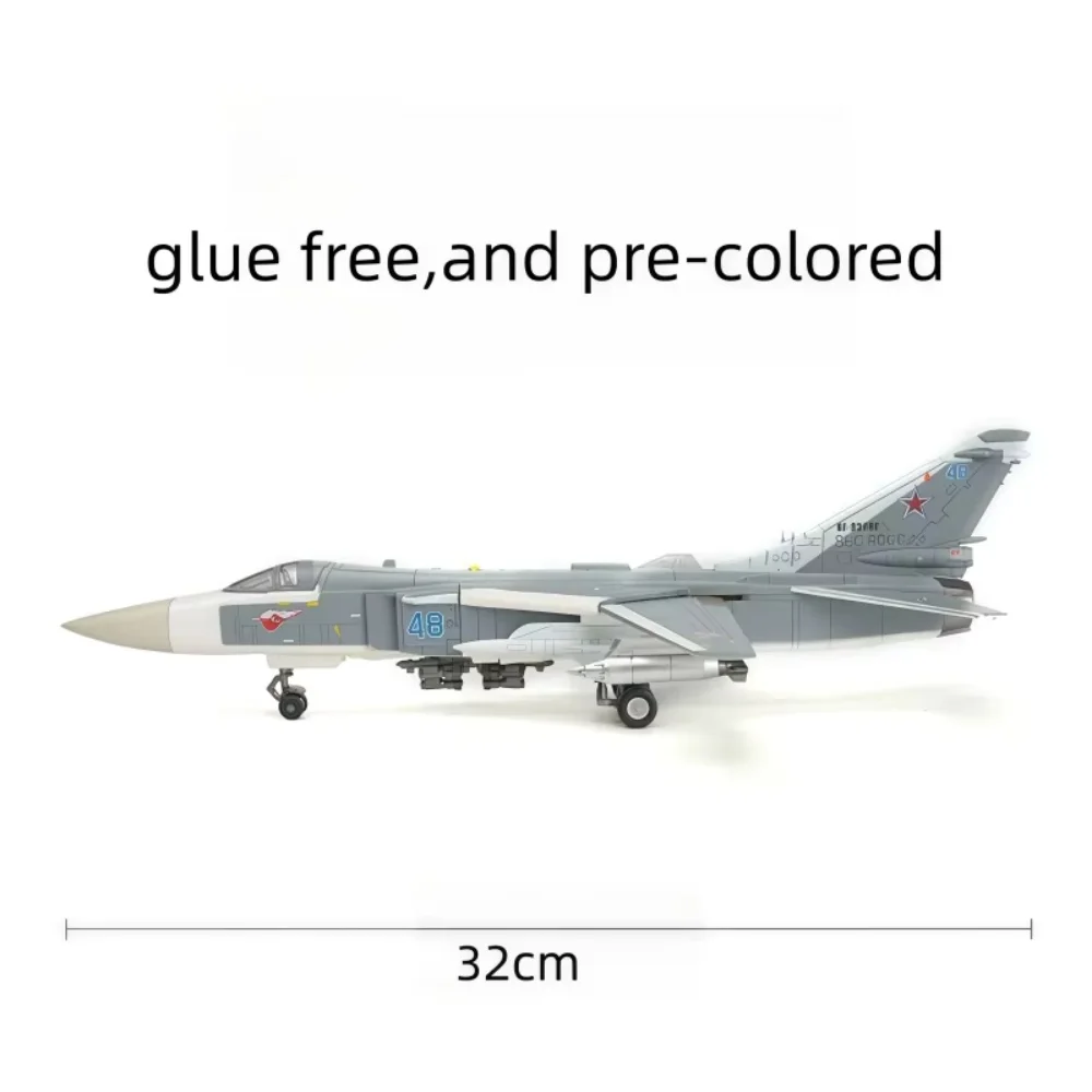 1/72 Military Series ABS Plastic SU-24 Fencer Fighter-Bomber Pre-colored Assembly Aircraft Model With Missiles Kit Souvenir Gift