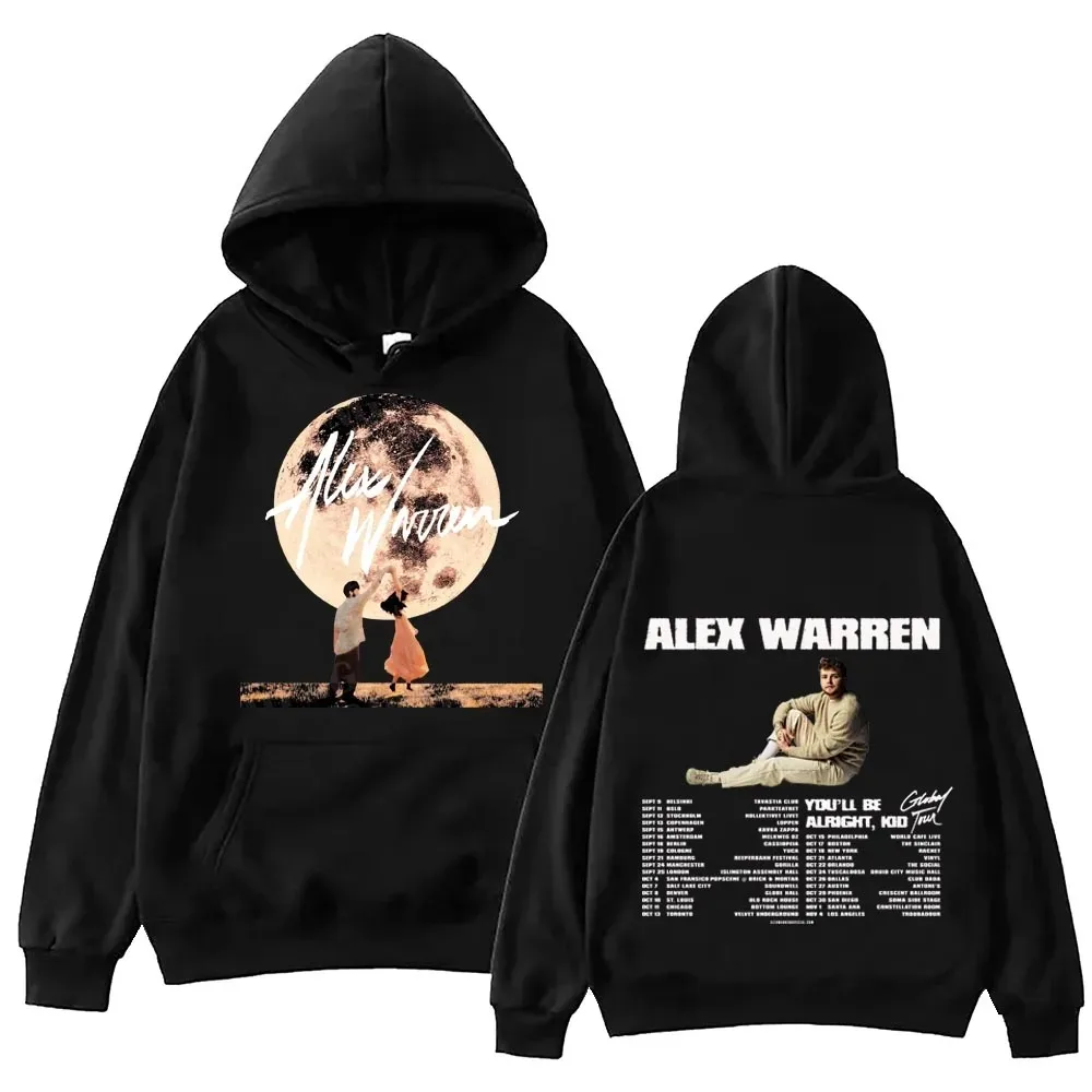 Harajuku hip hop solto hoodie alex warren tour 2025 impresso moda casual impressão hoodie y2k esportes moletom outono unisex