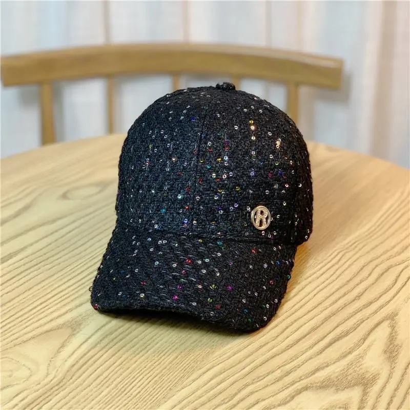 Sequined Baseball Cap for Women Adjustable Back Buckle Sun Hat Streetwear Fans Breathable Mesh Shade Trucker Chapeau Femme