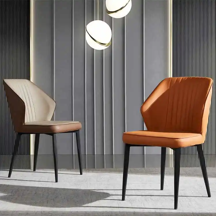 

Contemporary Luxury PU Leather Dining Chair Colorful Minimalist Home Furniture with Metal Legs Hotel Parks Schools Living Room