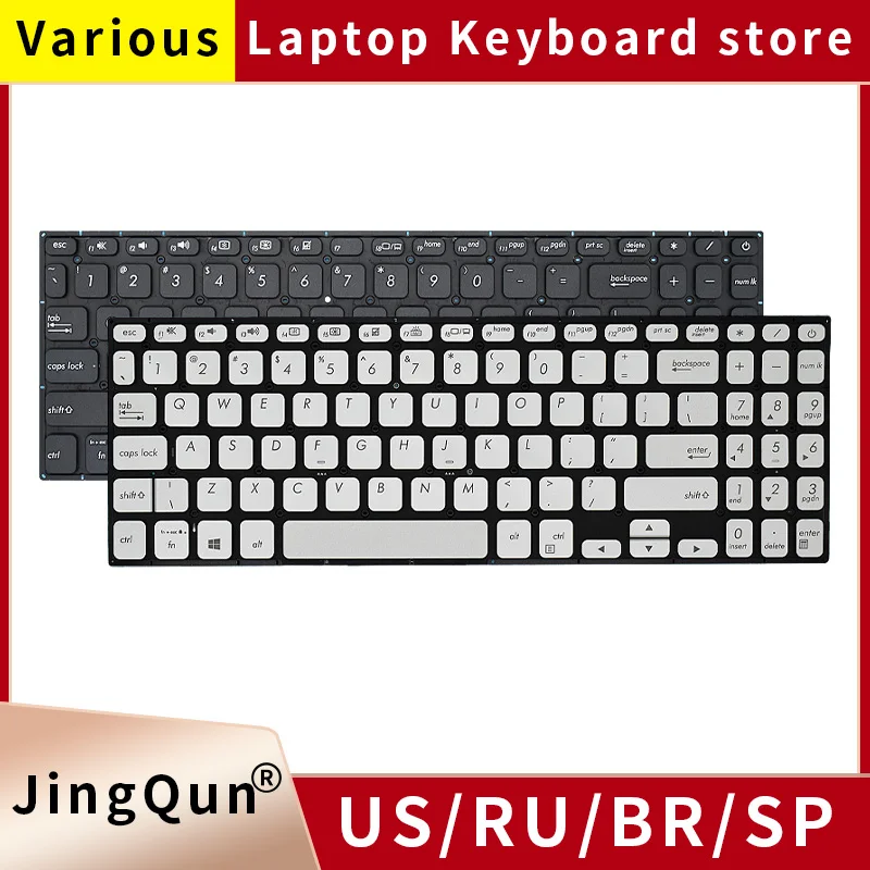 Novo teclado do portátil dos eua russo com luz de fundo para asus vivobook s15 s530ua s5300fn x530m k530fa y5100ub s5300u s5300f x530uf/ua