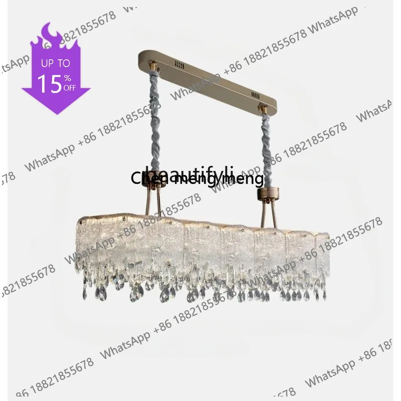 

03 Modern light luxury crystal chandelier designer restaurant dining table bar table French creative main light