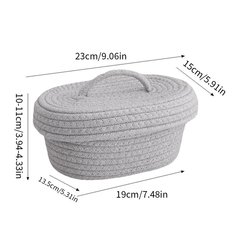 Oval Cotton Rope Woven Storage Baskets Kids Toys Boxs Desktop Sundries Organize Basket Sundries Key Cosmetics Storage