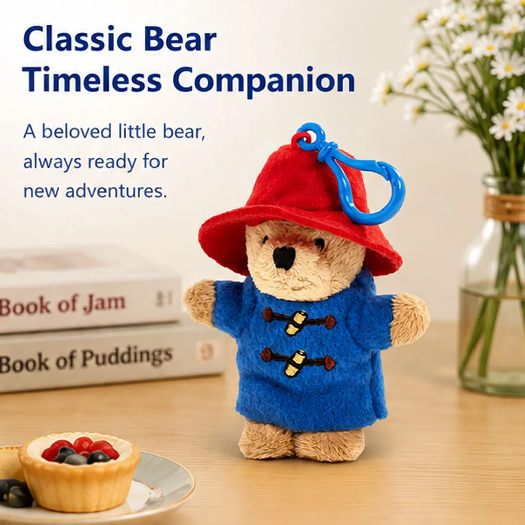 

Cute Plush Bear Keychain with Red Hat Blue Coat -Soft Stuffed Bag Charm Pendant for Kids Gifts