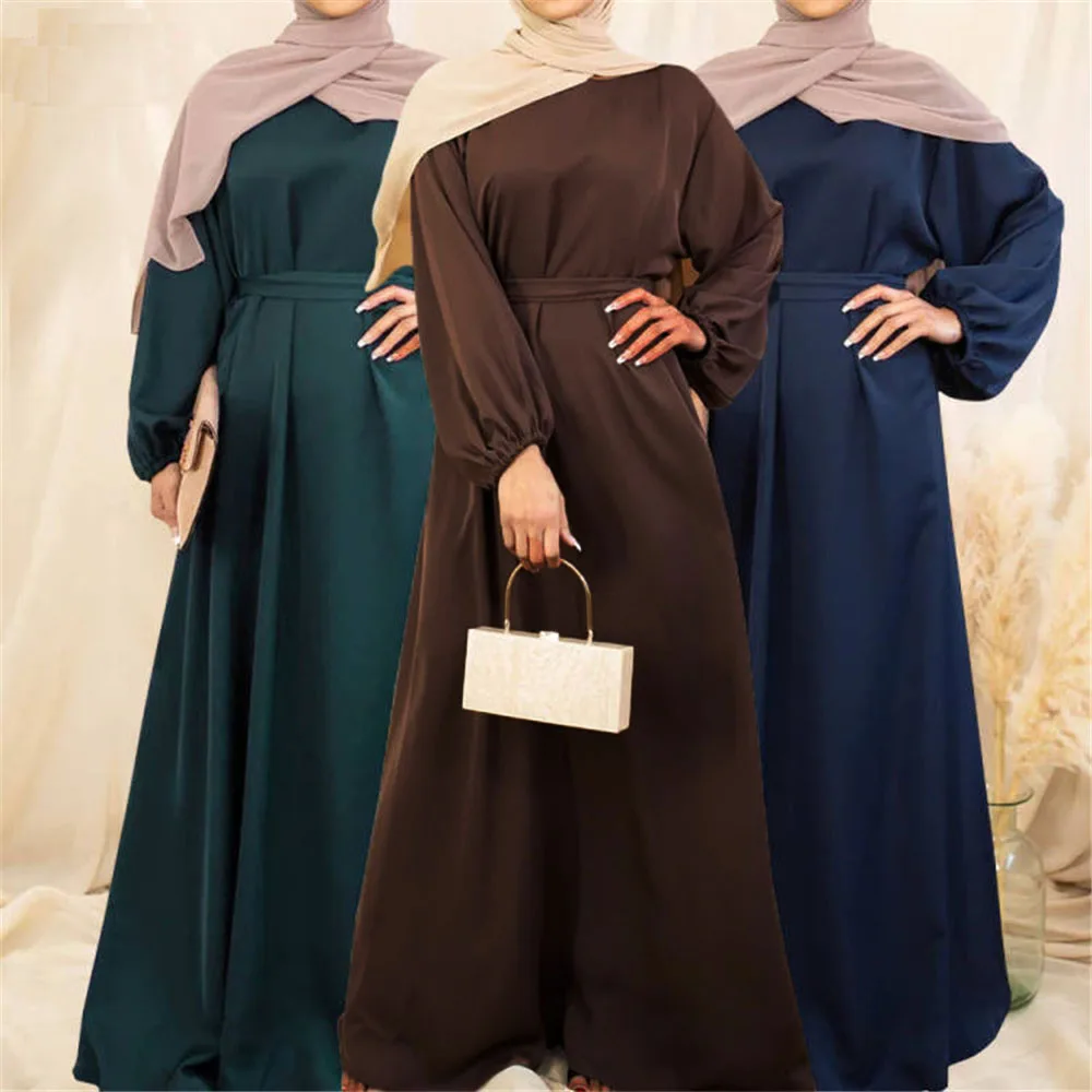 

Eid Mubarak Djellab Ramadan Muslim Women Maxi Dress Satin Kaftan Dubai Turkey Abaya Caftan Islamic Clothing Arabic Robe Abayas