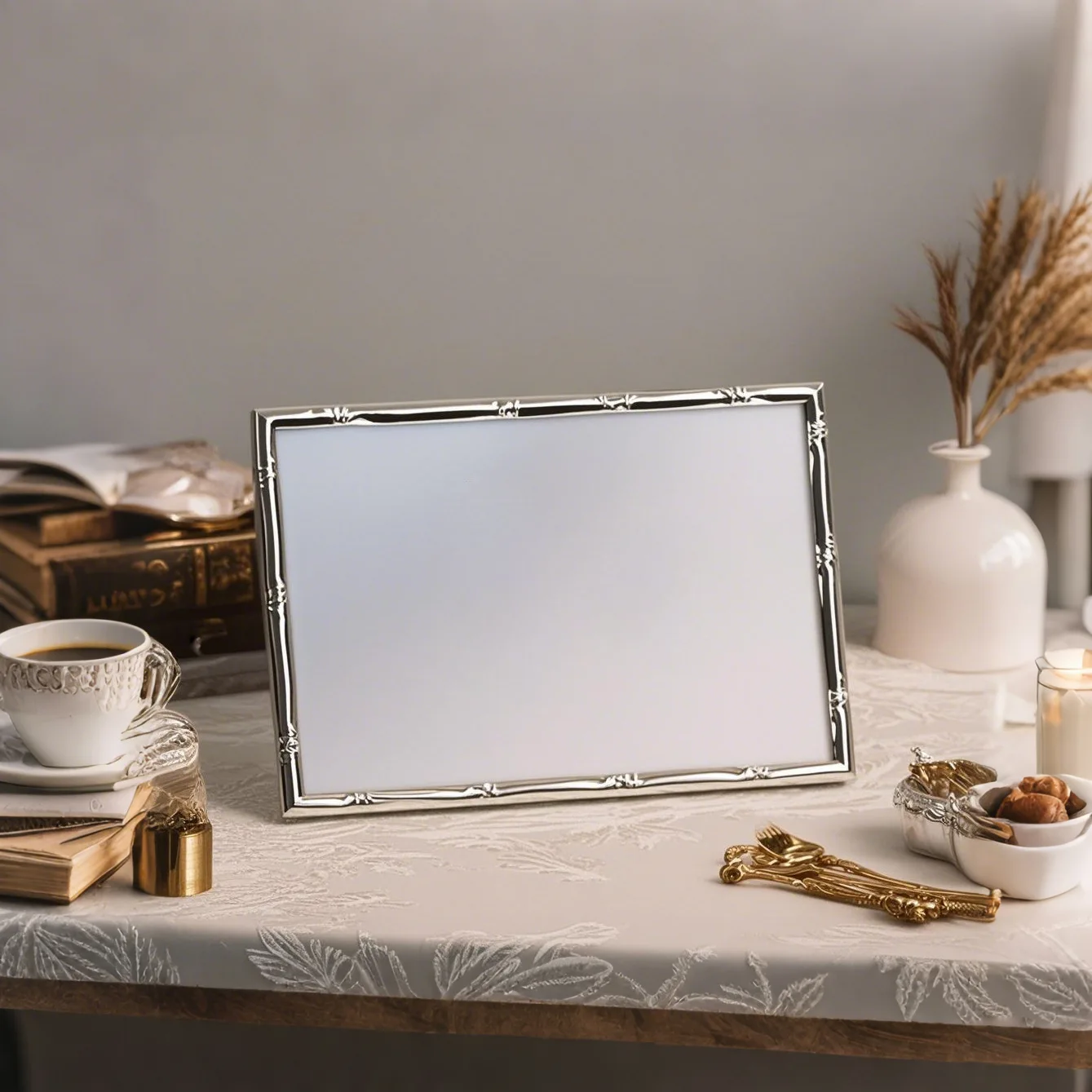 Aluminum European Photo Frame 6/7/8/10in High-grade Wedding Silvery Picture Frame Stand for Pictures Home Desktop Decor Gift