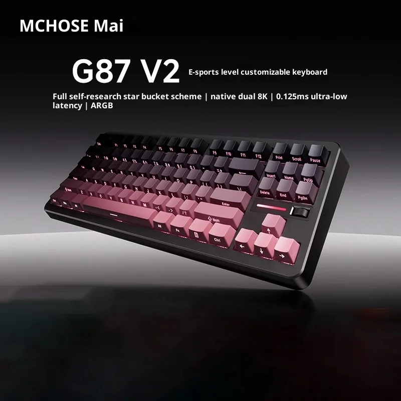 

MCHOSE G87 V2 Custom Mechanical Keyboard 87 Keys Wireless Tri-Mode Control Gasket Structure Knob Gaming Office Keyboard