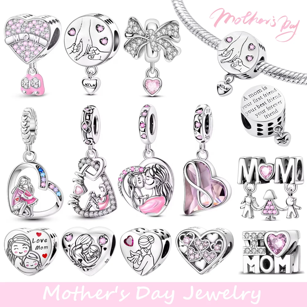 

Оригинальный шарм-бусина из стерлингового серебра 925 пробы, подвеска в форме сердца для Дня матери, семейный шарм-бусина, подходит для браслетов, женские ювелирные украшения, подарки