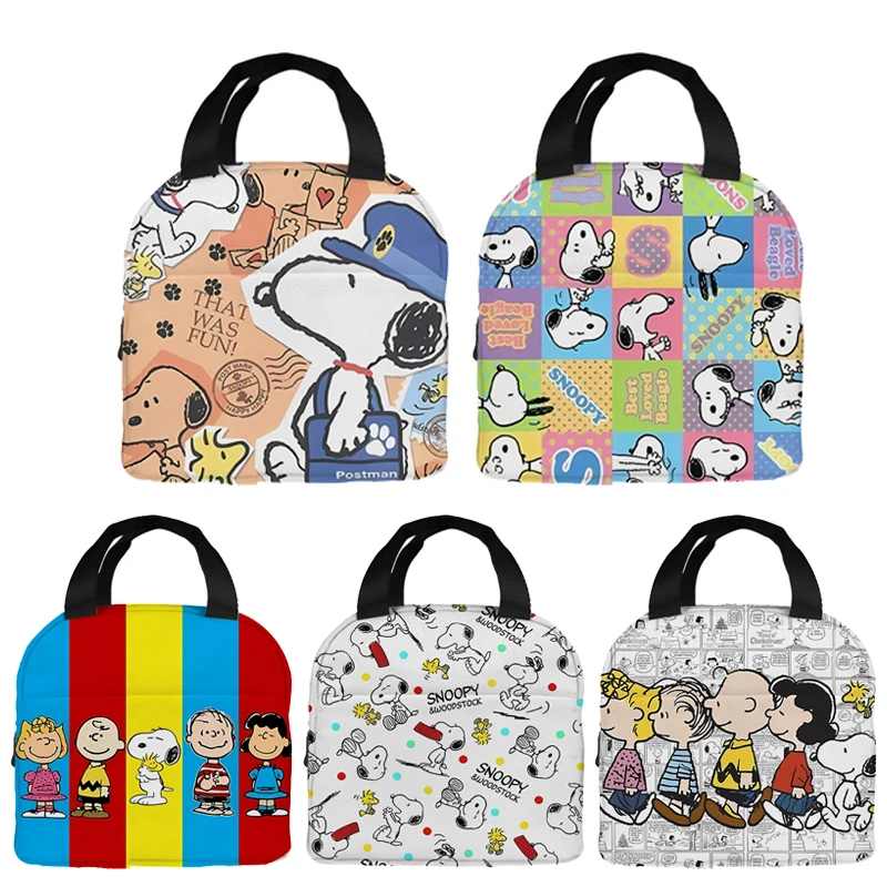 Snoopy torby na Lunch kreskówka folia aluminiowa worek ryżu posiłek pojemnik na lód opakowanie Anime mody studentów Bento torebka na Lunch prezent