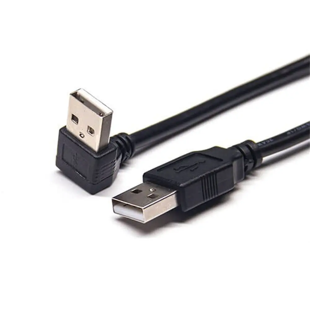 USB Type A Male to 180 Degree Right Angle Adapter Cable for PC Laptop Printer Hard Drive Gaming Console - High Speed Data Sync