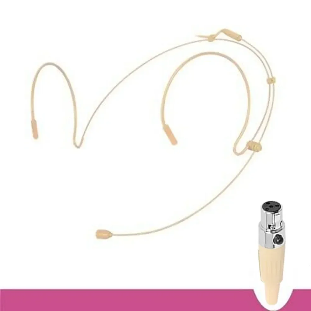 Head Worn Dual Earhook Headset Microphone Beige Mini XLR 4 Pin TA4F For SHURE Headworn Headband Mic Bodypack Transmitter