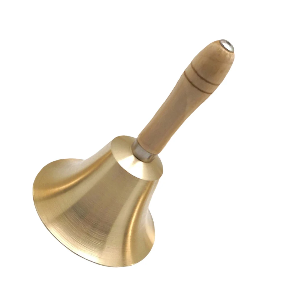 

Wooden Handle Hand Bell 11Cm Polished Brass Christmas Decoration Party Handbell For Home Hotel School Festival Use