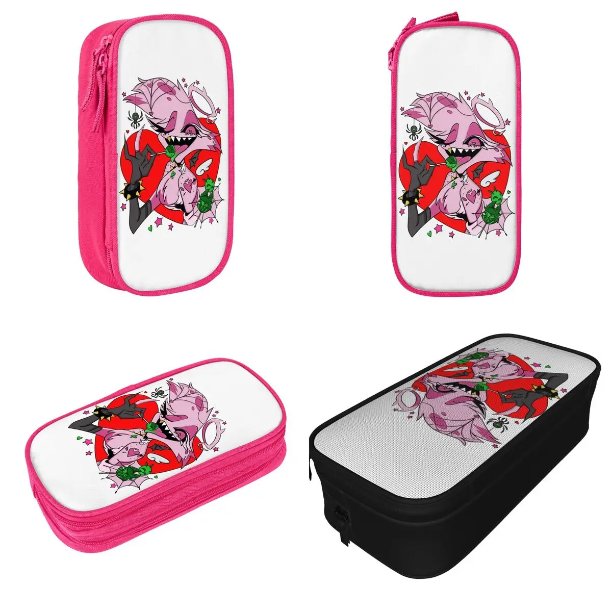 Hazbins Estuche para lápices Anime Angel Dust Pen Bag Girl Boy Almacenamiento grande Estudiantes Regalo escolar Estuches para lápices