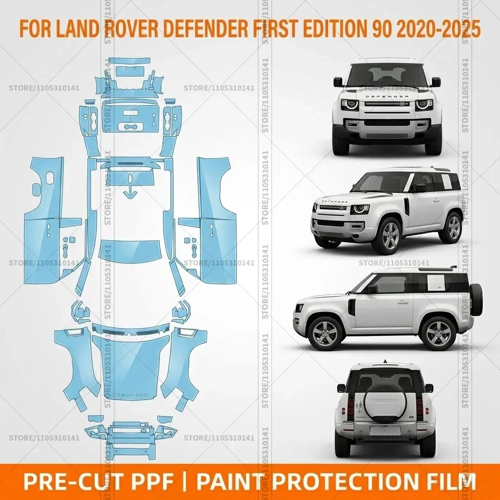 

Предварительно нарезанная прозрачная защитная пленка PPF для бампера, прозрачная автомобильная пленка для Land Rover Defender First Edition 90 2020-2025