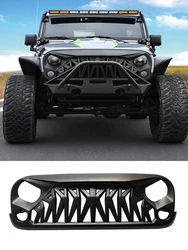 Modified For Jeep Wrangler JK JKU Grill 2007 2008 2009 2010 2012 2013 2014 2015 2016 2017 Bumper Mesh Racing Grille