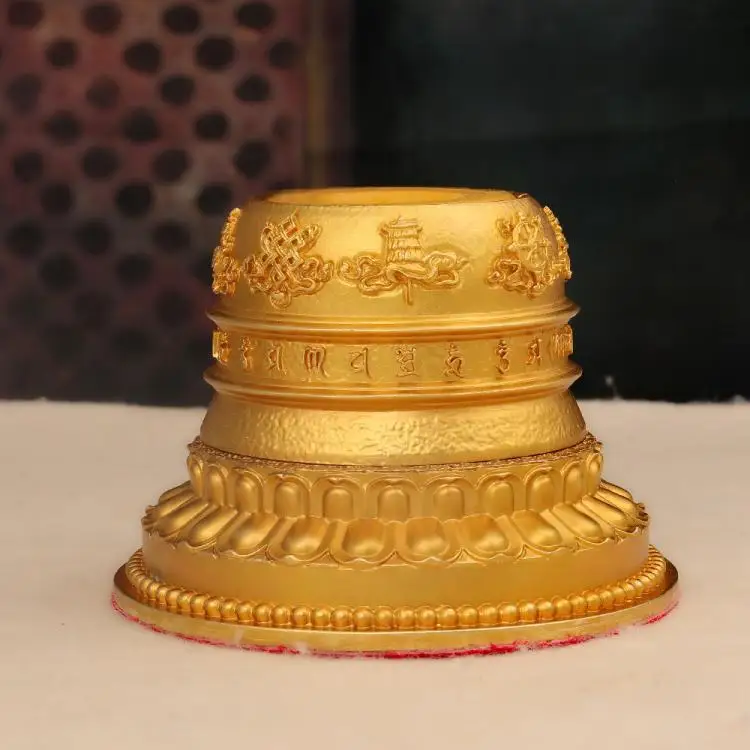 Oster Tibetan Buddhist supplies Qinggu carving Eight Auspicious and Six Character Mantra Lotus Hand cranked Base
