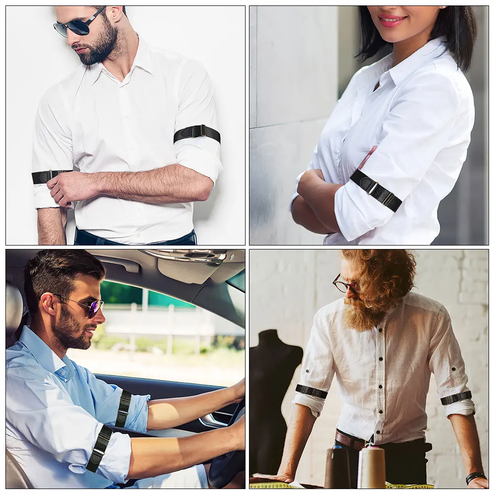 

4 Pcs Anti-slip Sleeve Cuffs Shirt Holder Arm Garters for Men Armband Adjustable Armbands Nylon