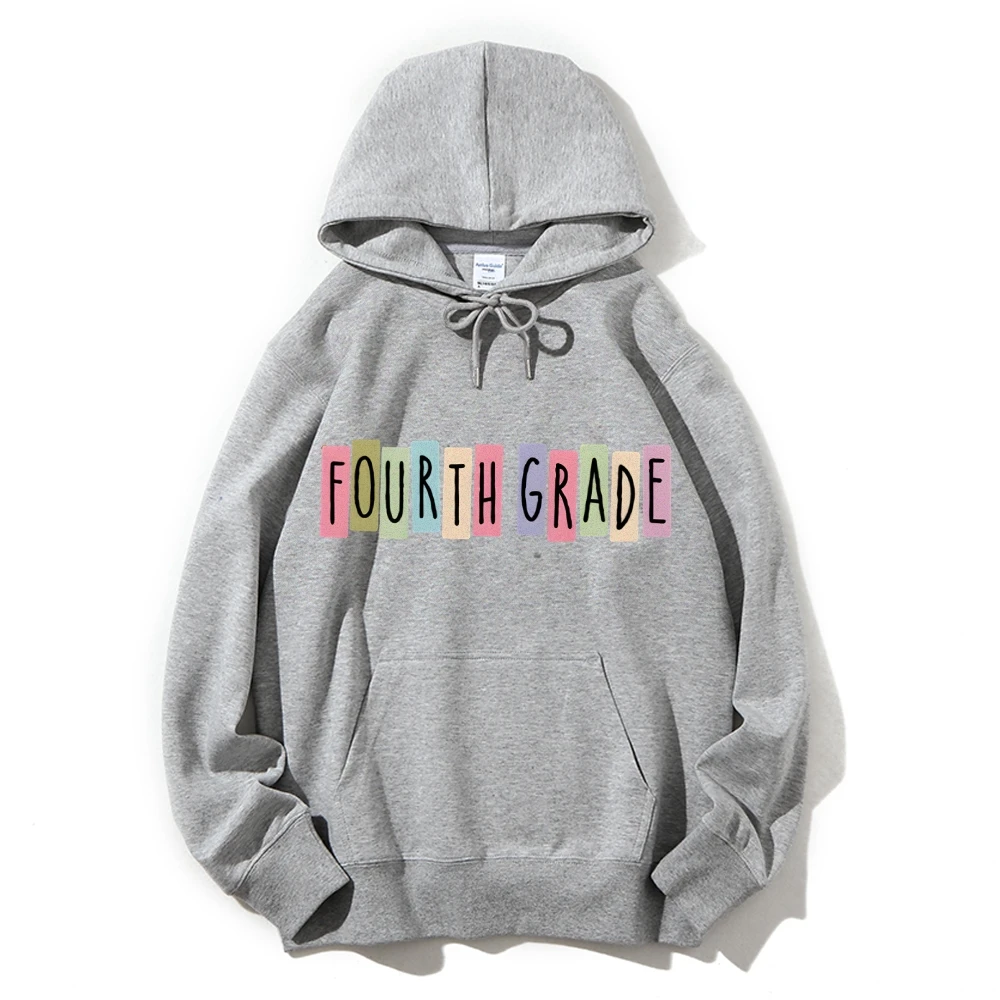 

Y2k Graphic Hoodie Fourth Grade Slogan Print Colorful School-Themed Personalized Soft Fabric for Educational Casual Clothes