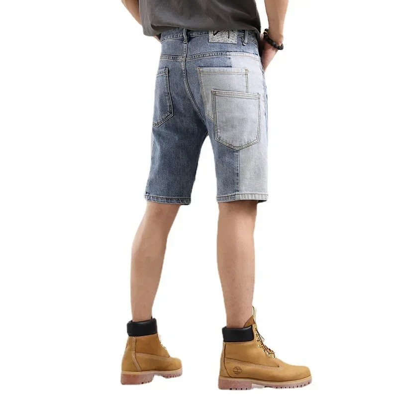 Nieuwe Zomer Heren Lichtblauwe Gescheurde Korte Jeans Mode Gesplitst High Street Style Man Denim Shorts Hoge Kwaliteit Mannelijke Jeans Shorts